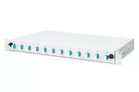 DIGITUS Optinė skirstomoji dėžė, 1U, su 12x LC duplex adapteriais, M25 varžtu, lizdine kasetė OM3 spalvotais pigtailiais