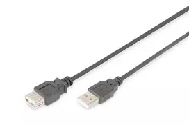 DIGITUS USB 2.0 ilginamasis kabelis, A tipo kištukas / lizdas, 2 m, juodas