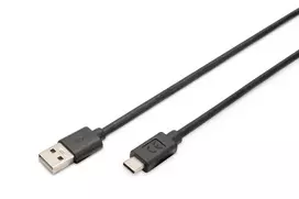 DIGITUS ASSMANN USB Type-C jungiamasis laidas, tipas C į A M/M, 3 m, 3 A, 480Mb/s, 2.0 versija, juoda
