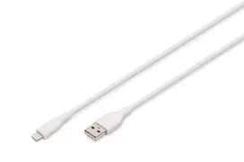DIGITUS USB silikoninis įkrovimo laidas USB-A – Lightning USB 2.0 12W – 1 m baltas