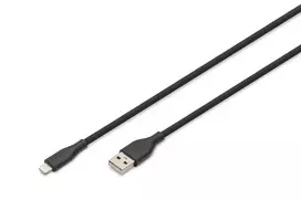 DIGITUS USB silikoninis įkrovimo laidas USB-A – Lightning USB 2.0 12W – 1m juodas