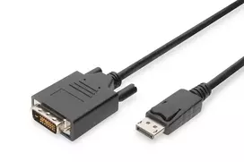 Digitus – DisplayPort kabelis – DisplayPort (vyriškas) – DVI-D (vyriškas) – 5,0 m (DisplayPort 1.2) – Lietas, varžteliai – Juodas (AK-340301-050-S)
