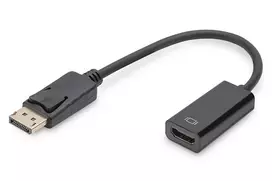 DIGITUS Adapter, DisplayPort Stecker - HDMI A Kupplung DisplayPort Standard 1.1a, UL20276 zertifiziert, AWG28 (DB-340400-001-S)