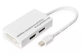 DIGITUS DB-340509-002-W Mini DisplayPort į DisplayPort/HDMI/DVI adapteris, 1080p/60 Hz, 0,2 m, baltas