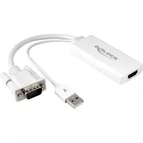 Delock - Video- / Audio-Adapter - USB, 15 pin D-Sub (DB-15) männlich zu HDMI weiblich - 25cm - weiß (62460)