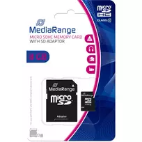 „Mediarange“ atminties kortelė „Micro SDHC“ 8GB C10 su adapteriu MR957