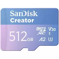 SanDisk Creator MicroSDXC atminties kortelė 512GB, skaitymo greitis iki 190MB/s