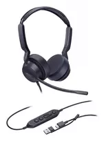 Yealink UH42 Dual UC USB-C/A ausinės, laidinės, skambučiams/muzikai, 20–20000 Hz, 160 g, juodos
