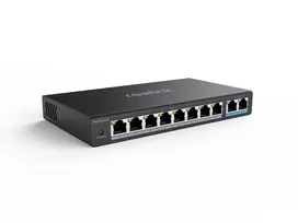 PoE tinklo jungiklis Reolink RLA-PS1 — 8 prievadų PoE, 150W galios biudžetas, IEEE 802.3af/at, 2x Gigabit ryšys