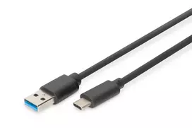 DIGITUS USB Type-C jungiamasis laidas, tipo C į A, M/M, 1 m, Super Speed juodas