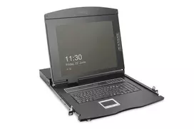 DIGITUS DS-72221-1GE 19 colių (43,2 cm) modulinė Full HD LCD KVM konsolė su 1 prievado VGA KVM, jutikline planšete ir vokiška klaviatūra