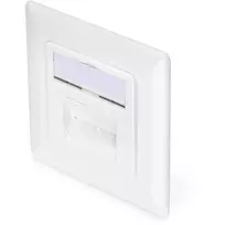 Digitus DN-9007-1 CAT 6A Class EA tinklo lizdas, 2x RJ45, ekranuotas, įleidžiamas, baltas