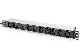 DIGITUS 1U aliuminio PDU lizdų blokas 8x C13 2xC19 16A 230VAC 50/60Hz IEC C20 kištukas