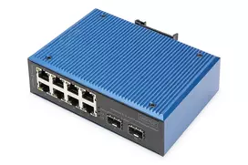 DIGITUS pramoninis 8+2 prievadų Fast Ethernet jungiklis 8 prievadai FE RJ45 2 GE SFP prievadai