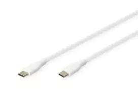DIGITUS USB-C silikoninis įkrovimo laidas USB-C - USB-C USB 2.0 60W - 2m Baltas