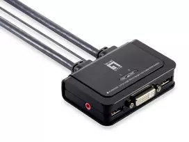 LevelOne 2 prievadų USB DVI-D Single Link KVM jungiklis su garso palaikymu
