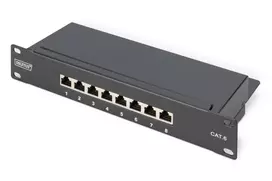 DIGITUS CAT6 pataisų skydelis 8 prievadų ekranuotas juodas 10 colių