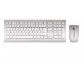 CHERRY DW 8000 belaidis klaviatūros ir pelės rinkinys RF, QWERTZ vokiečių išdėstymas, sidabrinis, baltas