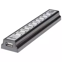 Manhattan USB-A 10 prievadų stalinis USB šakotuvas, 10x USB-A prievadai, 480Mbps (USB 2.0), maitinamas per USB arba išoriniu maitinimo šaltiniu (neįtrauktas) didesnei galiai prijungtiems įrenginiams