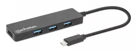 Manhattan USB-C stotelė / USB-C centras, 4× USB-A, 5Gbps (USB 3.2 Gen1), maitinama per USB