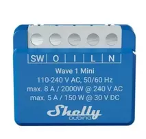 Šviesos relė Shelly Qubino Wave 1 Mini belaidė 110–240V, 8A AC / 5A DC, 868,4 MHz, patalpų, mėlyna