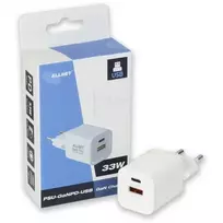 ALLNET maitinimo adapteris PSU-GaNPD-USB-1A1C-33W – 33W USB-C PD ir USB-A QC įkroviklis su EU kištuku
