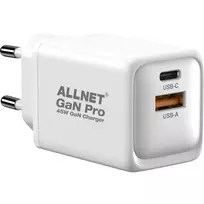 Kroviklis ALLNET PSU-GaNPD-USB-1A1C-45W 45W USB-C PD ir USB-A QC GaN įkroviklis