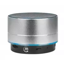 Manhattan Metallic Bluetooth garsiakalbis, atsparus vandeniui, diapazonas 10 m, microSD kortelių skaitytuvas, Aux 3,5 mm jungtis, USB-A įkrovimo laidas (5V), sidabrinis, trejų metų garantija