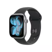APPLE Watch Series 11 GPS + Cellular 42 mm kosminės pilkos spalvos aliumininis korpusas su juodu sportiniu dirželiu M/L