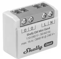 Šviesos relė Shelly Relay EM Mini Gen4 1 kanalo Wi‑Fi Matter Zigbee Bluetooth 8A, 110–240V, energijos matuoklis