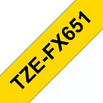 Brother TZE-FX651 lipni juosta etiketėms juoda ant geltono TZ