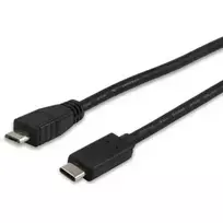 Equip USB 2.0 Type C į Micro-B laidas, 1 m, Micro-USB B, USB C, USB 2.0, Kištukas/Kištukas, Juoda