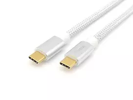 Equip USB 3.2 Gen 2 laidas Type-C į Type-C, vyriškas/vyriškas, 0,5 m, 5A, sidabrinis/baltas