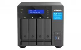 QNAP TVS-H474 bokštinis NAS Intel® Pentium® G7400 8GB DDR4 0 TB QuTS hero juodas