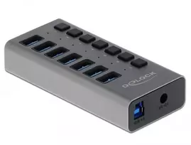 Delock DELOCK-63669 USB 3.2 skirstytuvas 7 prievadų, pilkas aliuminis