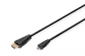 Digitus ASSMANN - HDMI-Kabel mit Ethernet - 19 pin micro HDMI Type D männlich zu HDMI männlich - 1 m - Dreifachisolierung - Schwarz (AK-330115-010-S)
