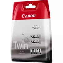 Canon BCI-15BK Juodo rašalo kasetė (dviguba pakuotė), juoda, pigmentinis rašalas, 2 vnt., 242 puslapiai, daugkartinė pakuotė