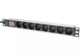 DIGITUS 1U aliuminio PDU, montuojamas į stelažą, 8x CEE 7/5, 16A, 4000W, 250VAC 50/60Hz