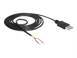 Delock laidas USB2.0 Type-A kištukas > 2 atviri laidų galai - 1,5 m - juodas (85664)