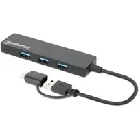 Manhattan USB-C & USB-A jungties stotelė / USB šakotuvas, 4x USB-A, 5Gbps (USB 3.2 Gen1), maitinamas per USB