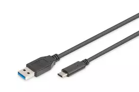 DIGITUS ASSMANN USB Type-C jungiamasis laidas, tipas C į A M/M, 1m Super Speed juodas