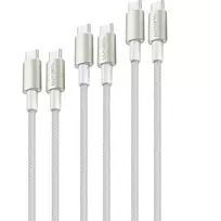 4smarts USB-C laidas PremiumCord 60W 3 vnt. rinkinys 0,5m+1,5m+3m Baltas - Sidabrinis, Baltas (540621)