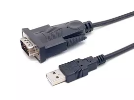 Equip USB-A į Serial (DB9) laidas, vyriškas/vyriškas, 1,5 m, juodas