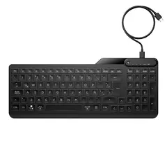 HP 405 kelių įrenginių apšviesta laidinė klaviatūra, viso dydžio (100 %), laidinė, USB, membraninė, juoda