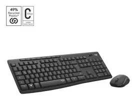 LOGITECH MK295 tylus belaidis klaviatūros ir pelės rinkinys – grafitas – Qwertz Šveicarija/Liuksemburgas