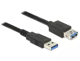 USB 3.2 Gen 1 ilginimo laidas, USB-A kištukas > USB-A lizdas (juodas, 2 metrai, SuperSpeed)