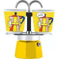 Kavos virimo aparatas Bialetti Mini Express 0001405 (2 puodeliai, geltonas, Lichtenšteino dizainas)