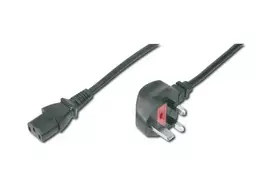 DIGITUS maitinimo laidas su UK kištuku 90° kampu - C13 M/F 2m H05VV-F3G 1,00 mm² 5A juodas