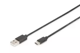 DIGITUS ASSMANN USB Type-C laidinis kabelis, C tipo kištukas į A tipo kištuką, 1 m, 3A, 480Mbps, USB 2.0, juodos spalvos