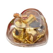 Heart Shape Music Box Hand Windup Octave Box Durability Acrylic for Bedroom Decoration Birthday Gift